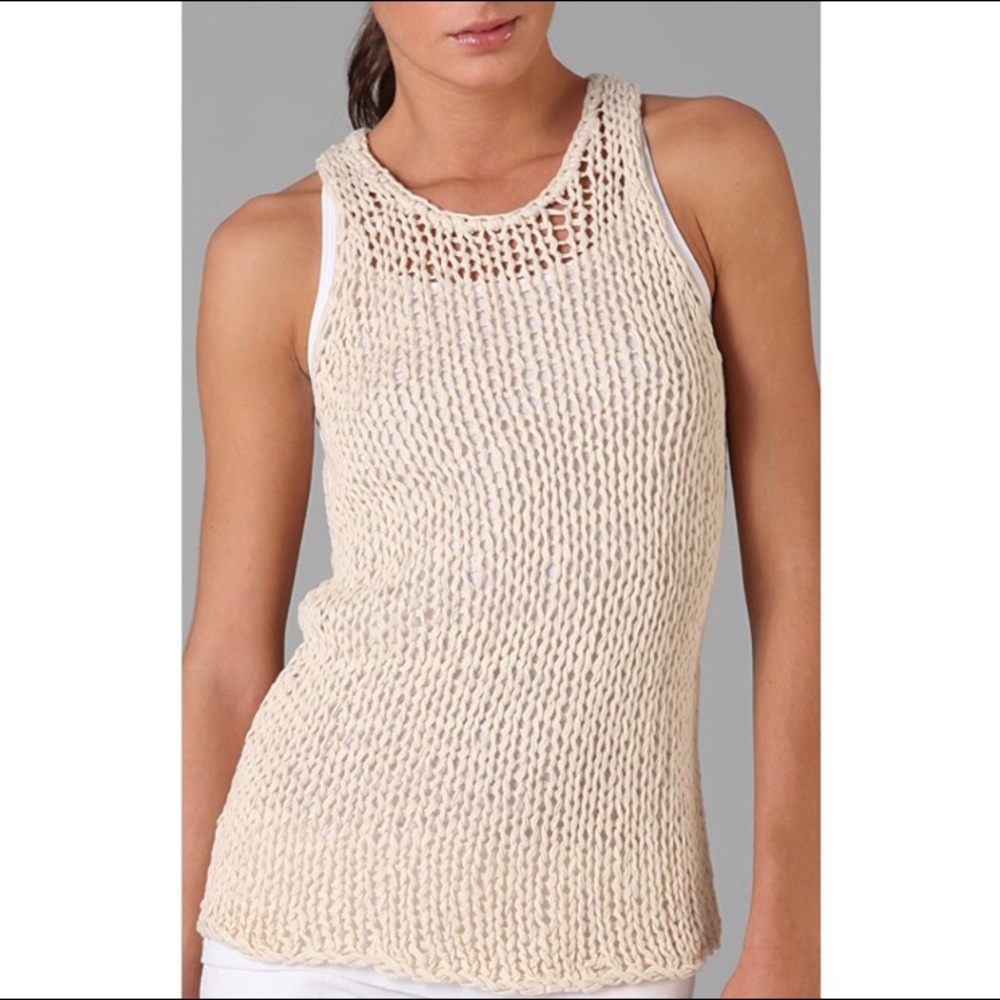 VINCE hand-knitted cream tank top